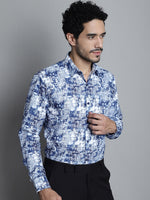 Thumbnail for Jainish Men's Geomatric Printed Formal Shirts - Blue - Distacart