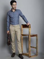 Thumbnail for Jainish Men's Geomatric Printed Formal Shirts - Navy Blue - Distacart