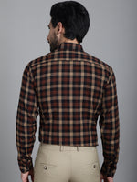Thumbnail for Indian Needle Men's Checked Formal Shirt - Brown - Distacart
