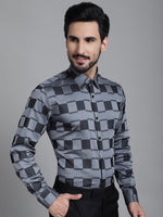 Thumbnail for Indian Needle Men's Printed Formal Shirt - Grey - Distacart