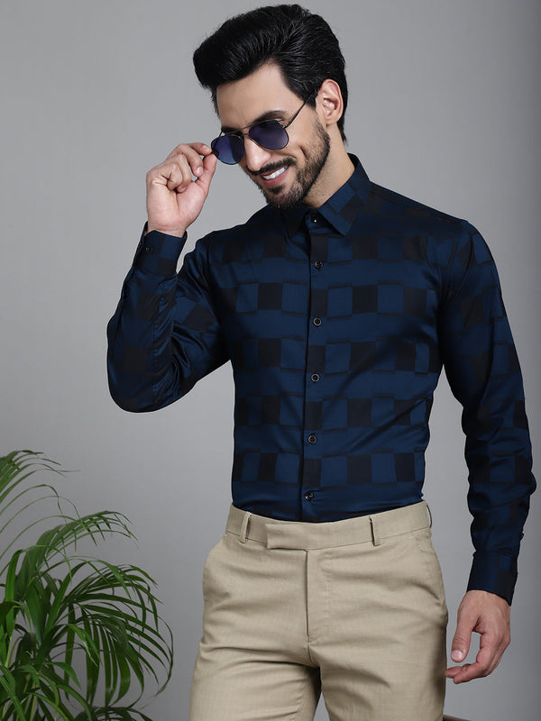 Indian Needle Men's Printed Formal Shirt - Peacock - Distacart