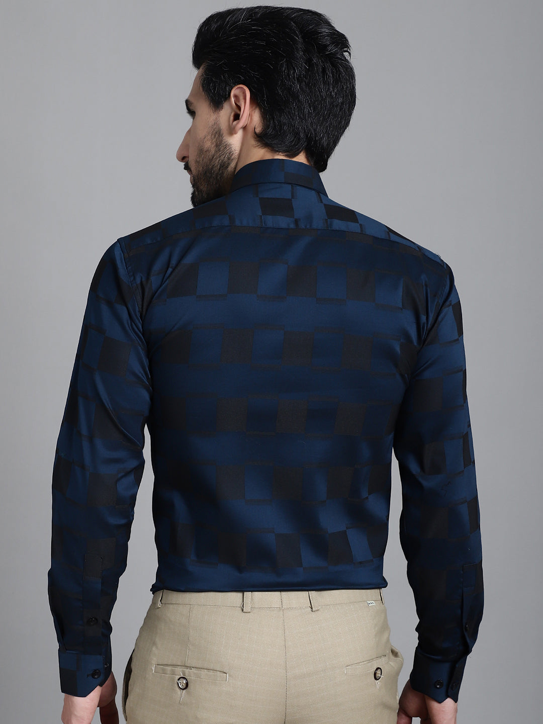 Indian Needle Men's Printed Formal Shirt - Peacock - Distacart
