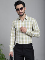 Thumbnail for Indian Needle Men's Checked Formal Shirt - Beige - Distacart