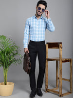 Thumbnail for Indian Needle Men's Checked Formal Shirt - Sky Blue - Distacart