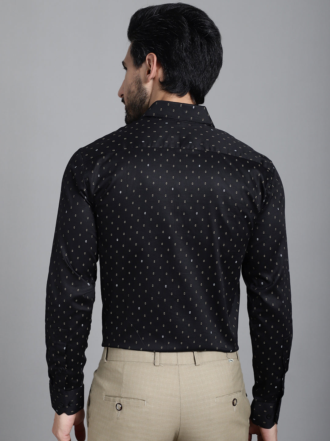 Indian Needle Men's Printed Formal Shirt - Black - Distacart