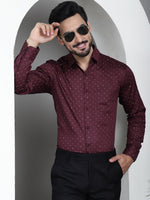 Thumbnail for Indian Needle Men's Printed Formal Shirt - Maroon - Distacart