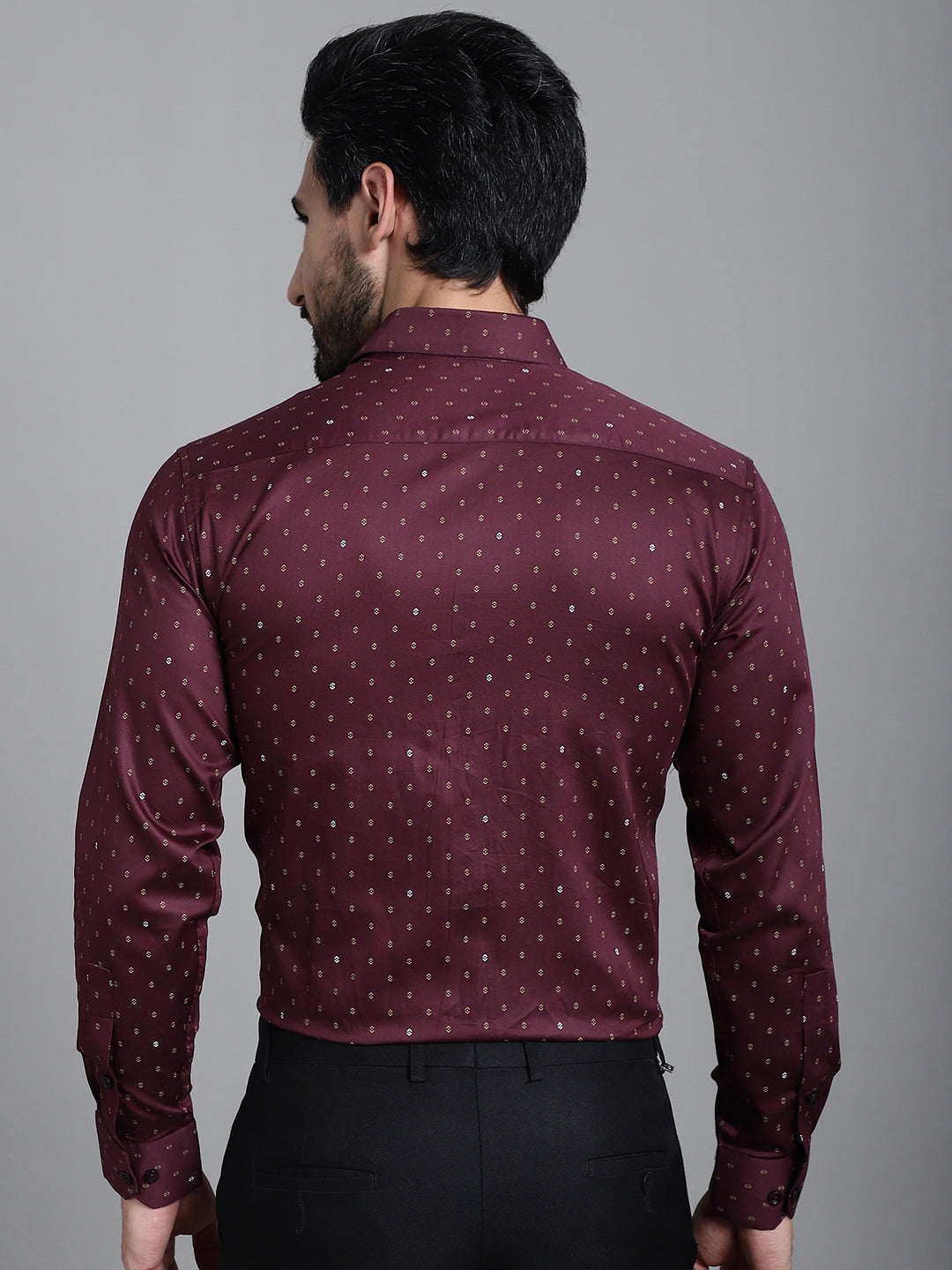 Indian Needle Men's Printed Formal Shirt - Maroon - Distacart