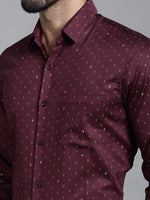 Thumbnail for Indian Needle Men's Printed Formal Shirt - Maroon - Distacart