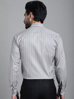 Thumbnail for Indian Needle Men's Striped Formal Shirt - Grey - Distacart