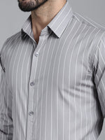 Thumbnail for Indian Needle Men's Striped Formal Shirt - Grey - Distacart