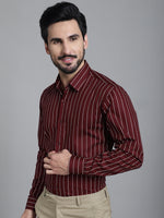 Thumbnail for Indian Needle Men's Striped Formal Shirt - Maroon - Distacart