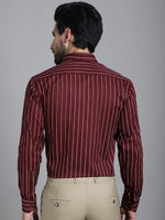 Thumbnail for Indian Needle Men's Striped Formal Shirt - Maroon - Distacart