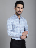 Thumbnail for Indian Needle Men's Checked Formal Shirt - Blue - Distacart