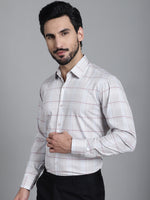 Thumbnail for Indian Needle Men's Checked Formal Shirt - Cream - Distacart