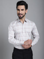 Thumbnail for Indian Needle Men's Checked Formal Shirt - Cream - Distacart