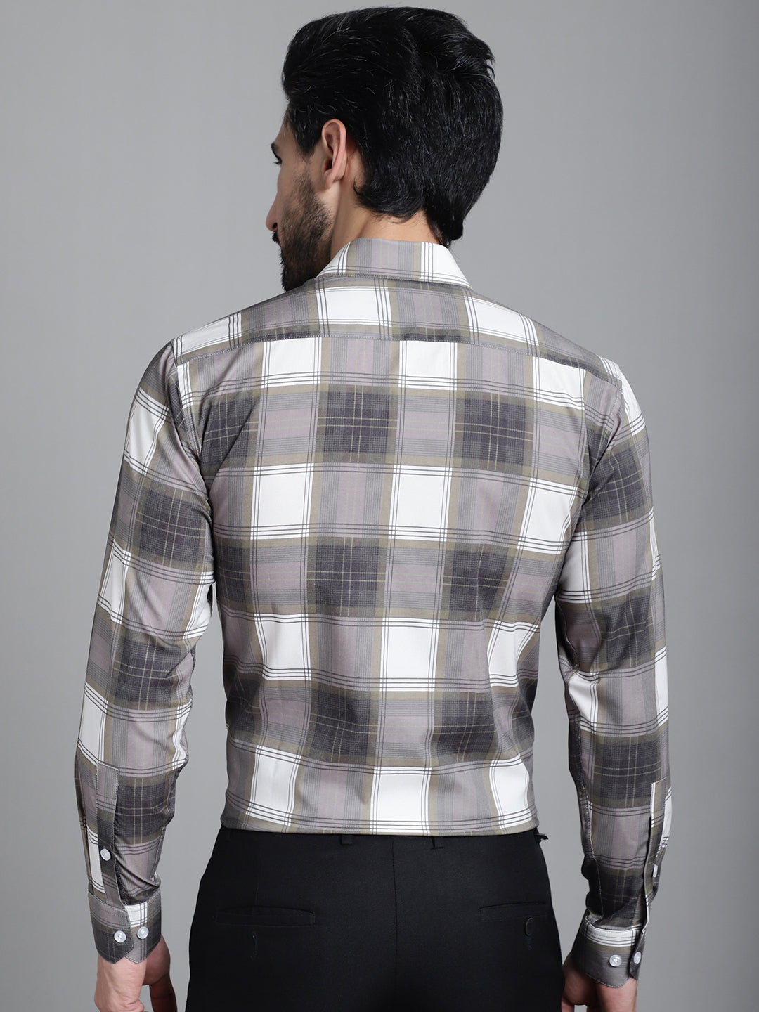 Indian Needle Men's Checked Formal Shirt - Brown - Distacart