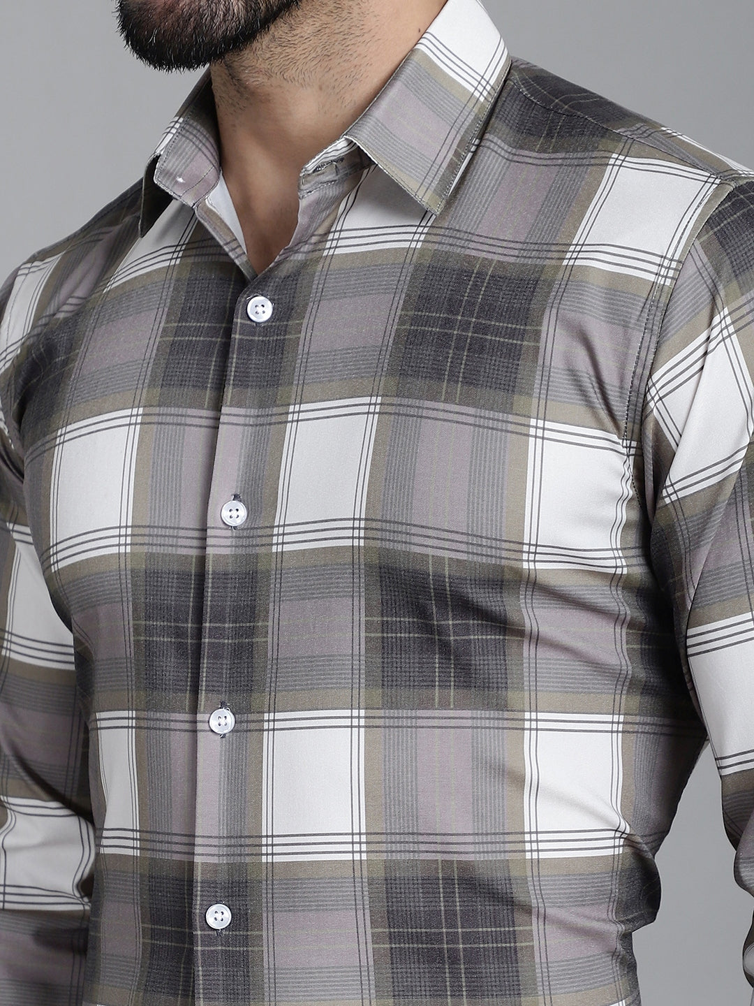 Indian Needle Men's Checked Formal Shirt - Brown - Distacart