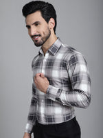 Thumbnail for Indian Needle Men's Checked Formal Shirt - Grey - Distacart