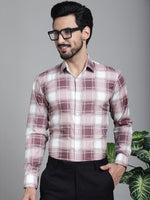 Thumbnail for Indian Needle Men's Checked Formal Shirt - Maroon - Distacart