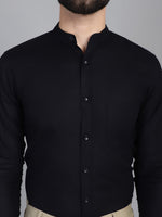 Thumbnail for Indian Needle Men's Cotton Solid Formal Shirt - Black - Distacart