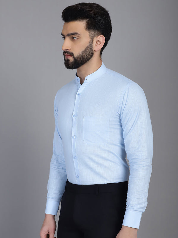 Indian Needle Men's Cotton Solid Formal Shirt - Firozi - Distacart