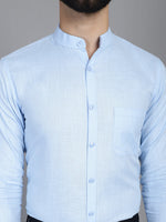Thumbnail for Indian Needle Men's Cotton Solid Formal Shirt - Firozi - Distacart