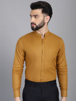 Thumbnail for Indian Needle Men's Cotton Solid Formal Shirt - Mustard - Distacart