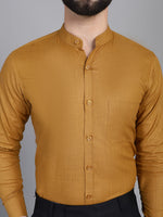 Thumbnail for Indian Needle Men's Cotton Solid Formal Shirt - Mustard - Distacart
