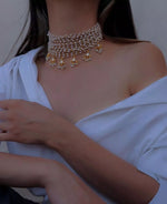 Thumbnail for Jewel City Exquisite Gold-Plated Pearl Choker Necklace Set - Traditional Indian Bridal Jewelry Hanging Pearls