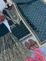 Thumbnail for SIE Designer Party Wear Look Heavy Faux Georgette Top Palazzo & Dupatta Set - Blue