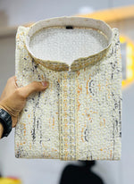 Thumbnail for Prazu Fashion Off White Rayon Lucknowi Work Kurta