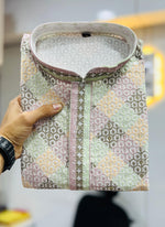 Thumbnail for Prazu Fashion Off White Rayon Lucknowi Work Kurta