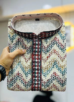 Thumbnail for Prazu Fashion Off White Rayon Lucknowi Work Kurta