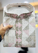Thumbnail for Prazu Fashion Off White Rayon Lucknowi Work Kurta