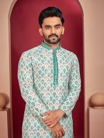 Thumbnail for Prazu Fashion Off White Rayon Lucknowi Work Kurta