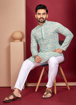 Thumbnail for Prazu Fashion Off White Rayon Lucknowi Work Kurta