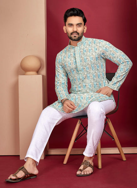 Prazu Fashion Off White Rayon Lucknowi Work Kurta