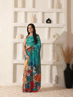 Thumbnail for Shivam Fabrics Multi Color Georgette Fabric Printed Saree