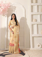 Thumbnail for Shivam Fabrics Beige Lichi Patta Fabric Printed Saree