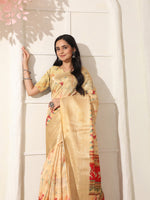 Thumbnail for Shivam Fabrics Beige Lichi Patta Fabric Printed Saree