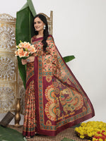 Thumbnail for Shivam Fabrics Pink Tussar Silk Fabric Printed Saree