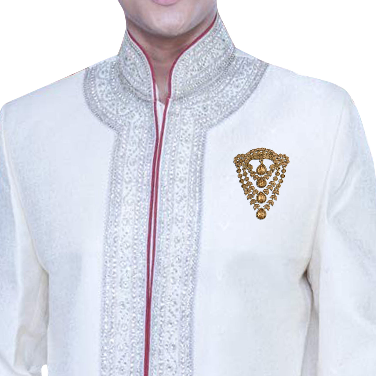Stylish Wedding Designer Stone Studded Brooch/Lapel Pin for Groom/Men - Wahe Jewels