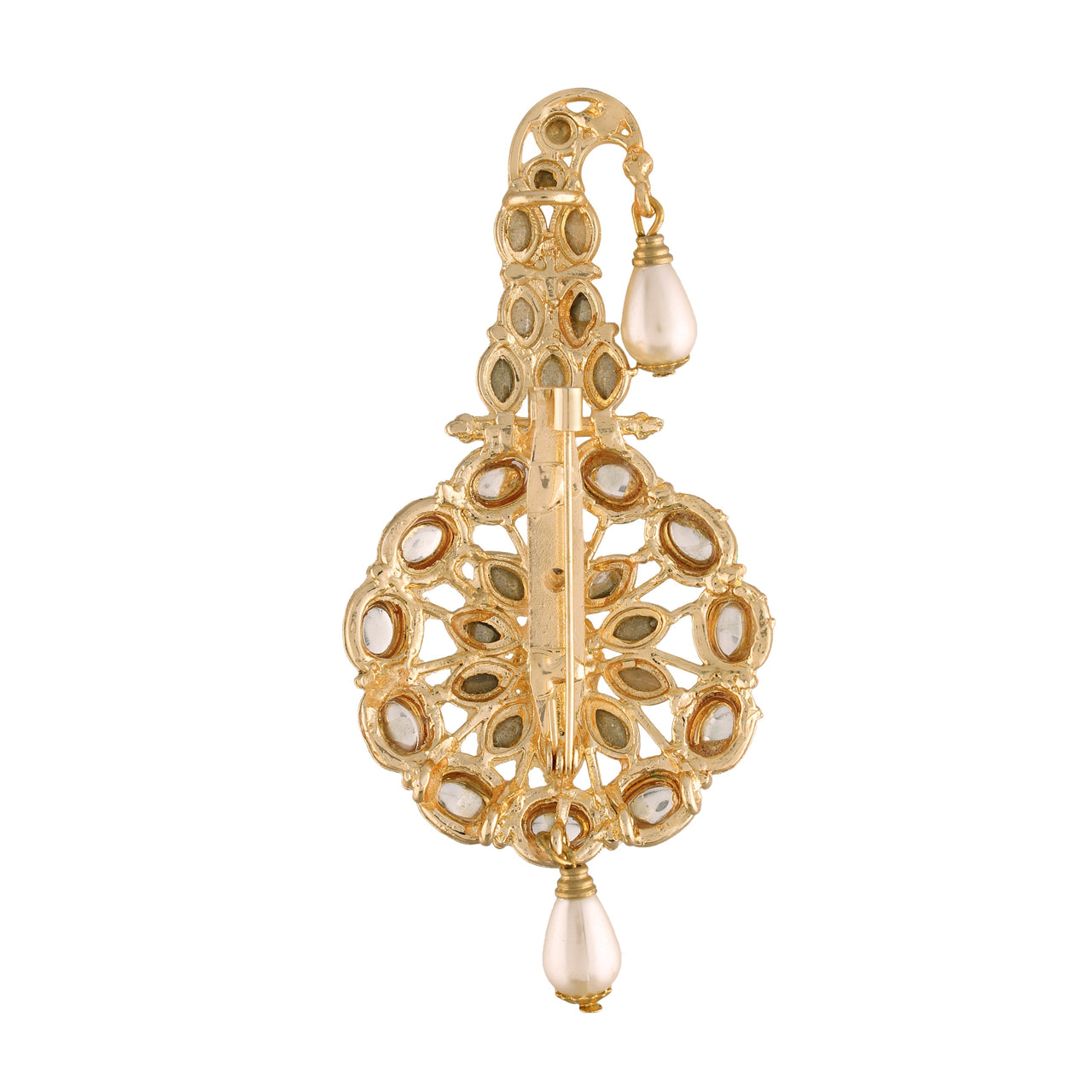 Gold Plated Traditional Kundan Safa Kalangi Brooch for Groom/Men/Dulha Pagadi - Wahe Jewels