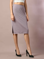 Thumbnail for Myshka Women's Lavender Solid Knee Length Party Embellished Skirts - Distacart