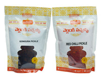 Thumbnail for Vellanki Foods - Red Chilli Pickle, Gongura Pickle Combo Pack (Each 250gm) - Distacart