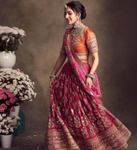 Thumbnail for Sonakshi Women's Rani Pink Faux Georgette Sequins Embroidered Lehenga Choli Set