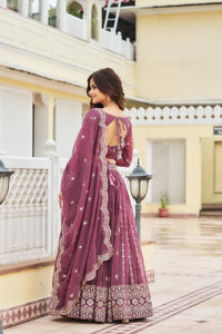 Thumbnail for Sonakshi Women's Onion Faux Georgette 7MM Sequins Embroidered Lehenga Choli Set