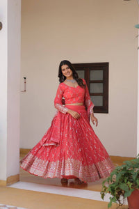 Thumbnail for Sonakshi Women's Pink Faux Georgette Sequins Embroidered Lehenga Choli Set