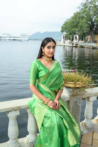 Thumbnail for Aastha Fashion Green Woven Soft Silk Saree with Blouse - Distacart