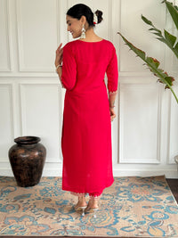 Thumbnail for Lyush Women Party Wear Embroidery Worked Kurta With Pant And Dupatta Set - Pink